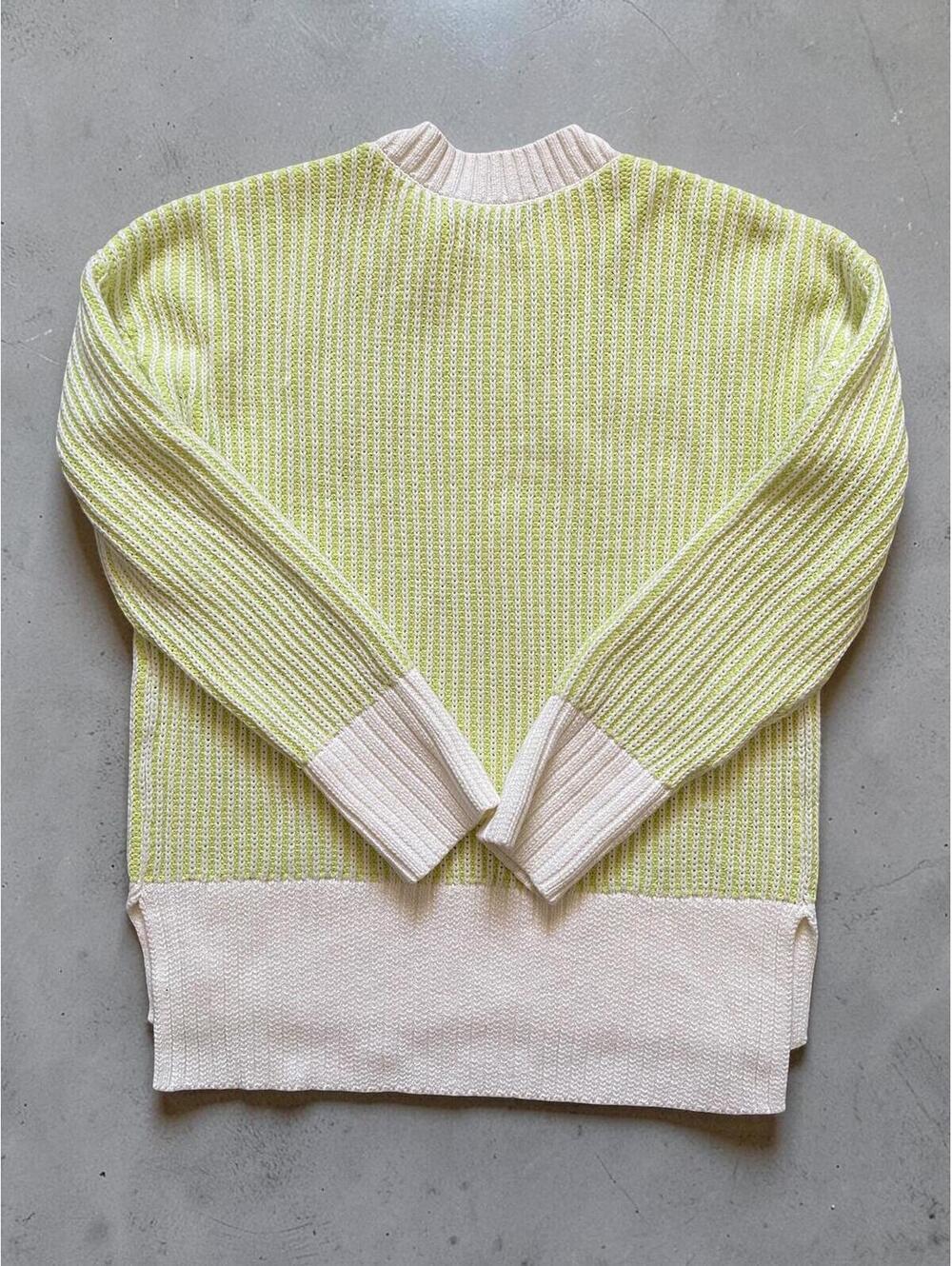 Sonoma Women’s Sweater XS Oversized Mock Neck Green White Cotton Knit Pullover - Picture 8 of 8